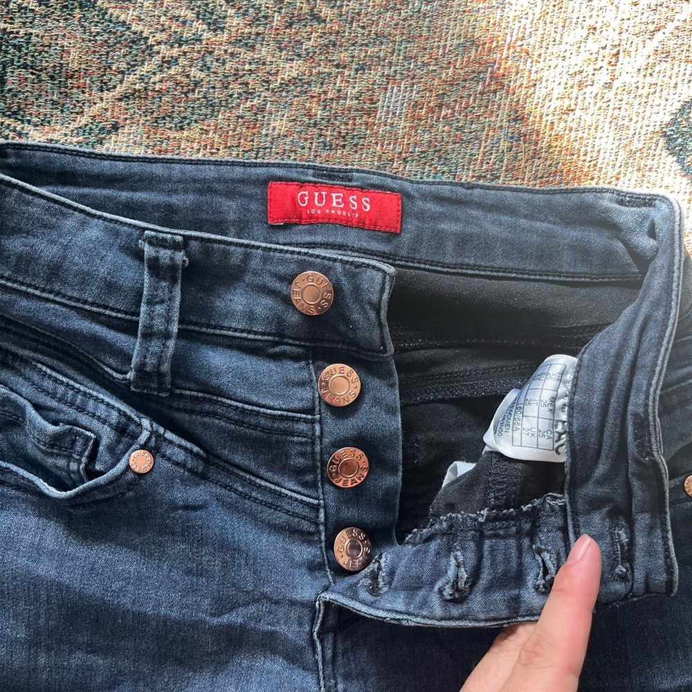 Guess High Rise Button Fly Skinny Jeans Dark Wash Women’s 25 Stretch Denim - Picture 15 of 17